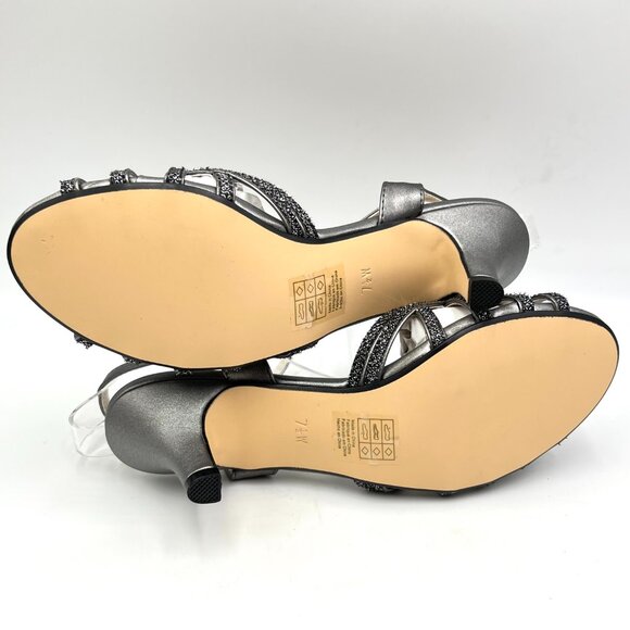 7.5W WIDE WIDTH Touch Ups Womens Amara Pewter Silver Dress Sandals Heels Shoes - Picture 8 of 13